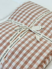 Cotton Gingham Cot Sheet in Blush