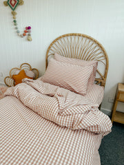 Cotton Gingham Duvet Set in Blush