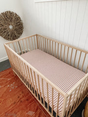 Cotton Gingham Cot Sheet in Blush