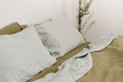 Olive Green 100% French Linen Duvet Set