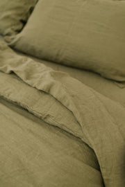 Olive Green 100% Linen European Pillow Cases (Set of 2)